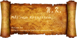 Mánya Krisztina névjegykártya